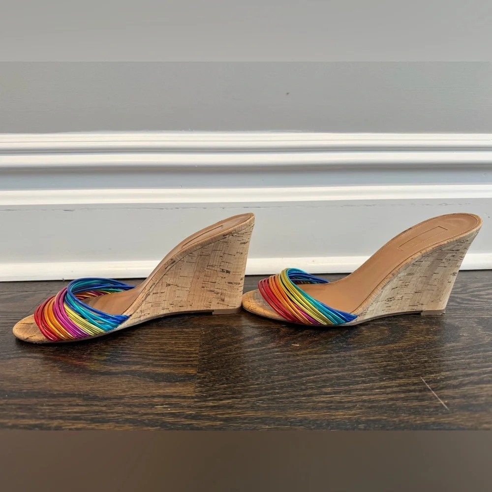 Aquazzura Rainbow Cork Wedge Sandals - Picture 3 of 5